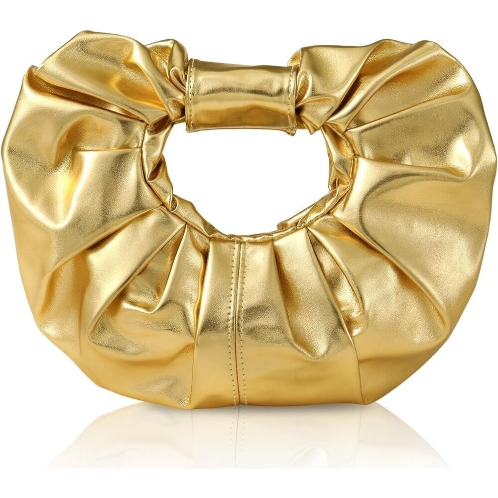 Women's Gold Polyurethane Buckle Elegant Stylish Designer Party Wedding Clutch